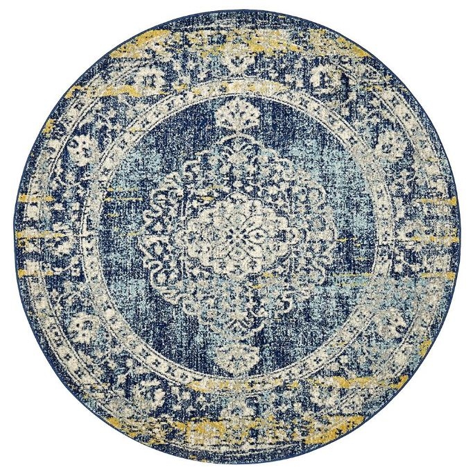 V107-MUS-869-NAVY-240X240-207430-00 Museum 869 Navy Round by Rug Culture-240X240CM - ROUND - Image 1