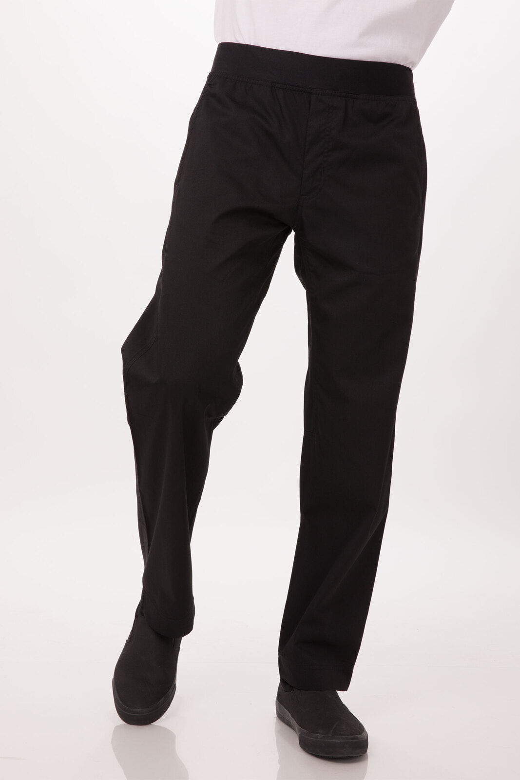 V107-PBN01-BLK-S-217271-00 Lightweight Black S Slim Men's Chef Pants by Chef Works - Image 1