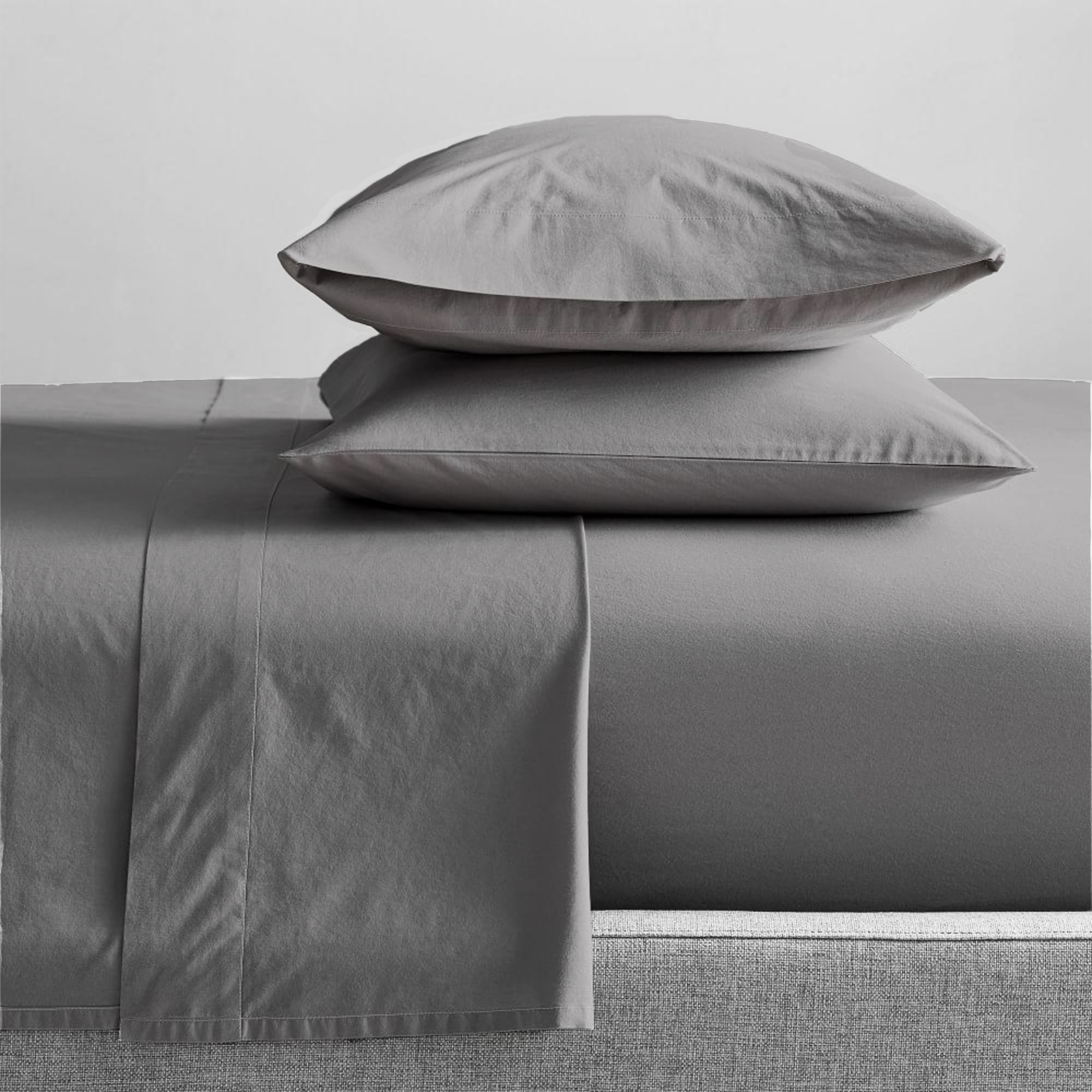 V107-SH315020-196216-00 300 Thread Count 100 % Organic Cotton Steel Grey Sheet Sets by Renee Taylor King - Image 1