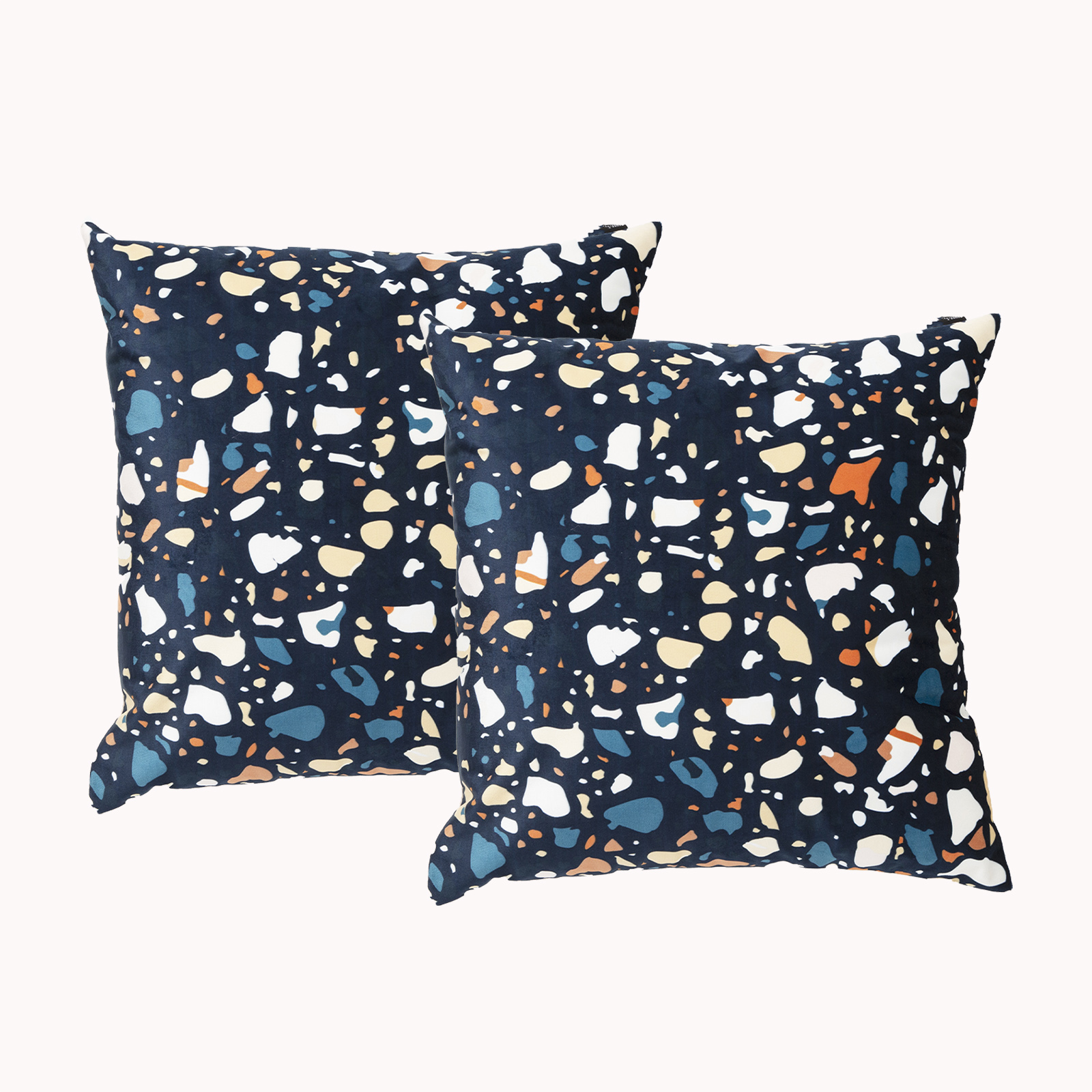 V107-SH317010-195972-00 Terazzo Twin Pack Poly Velvet Printed Cushion by Renee Taylor - Image 1