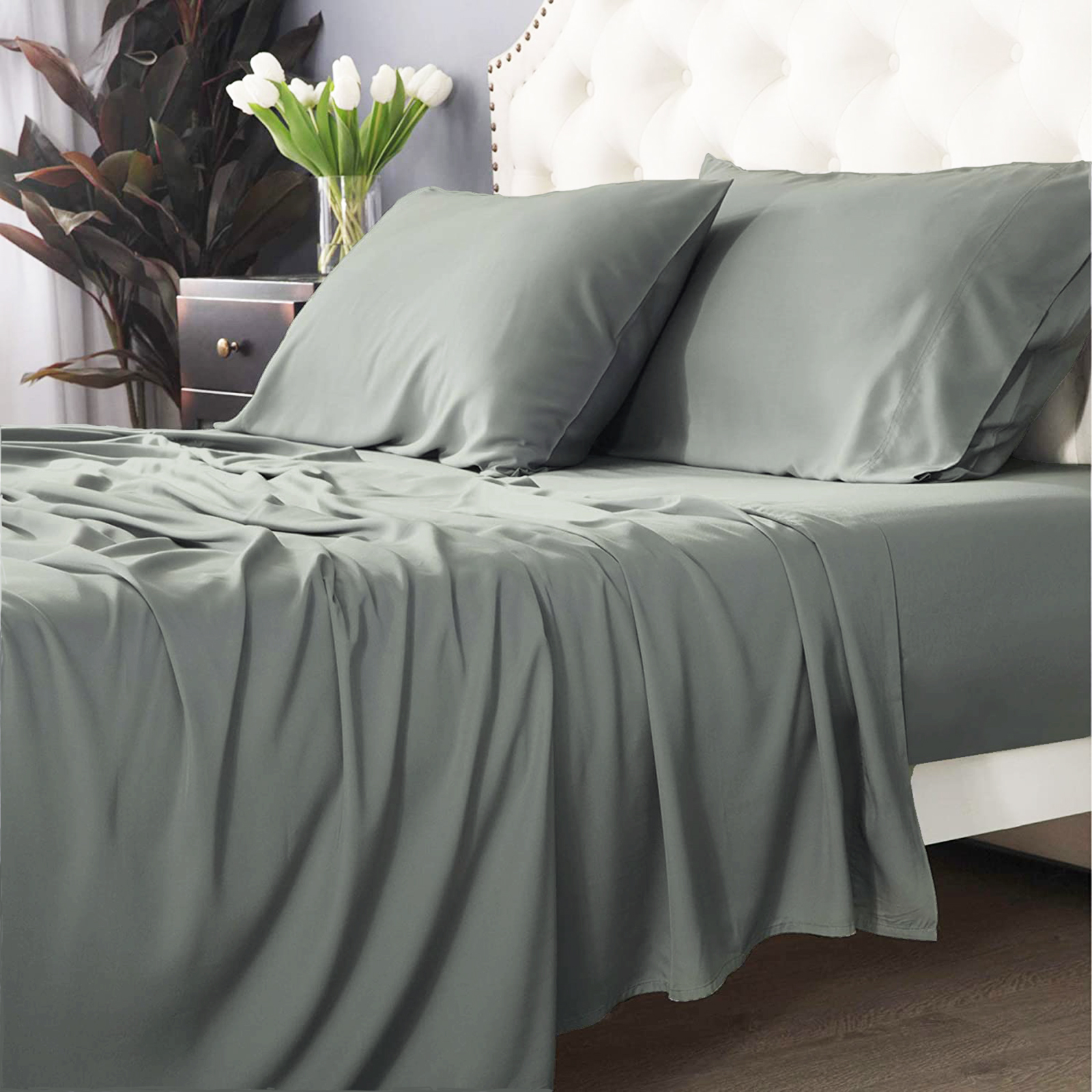 V107-SH320225-196410-00 Bamboo Cotton 500 TC Jade Sheet Set by Park Avenue Split King - Image 1