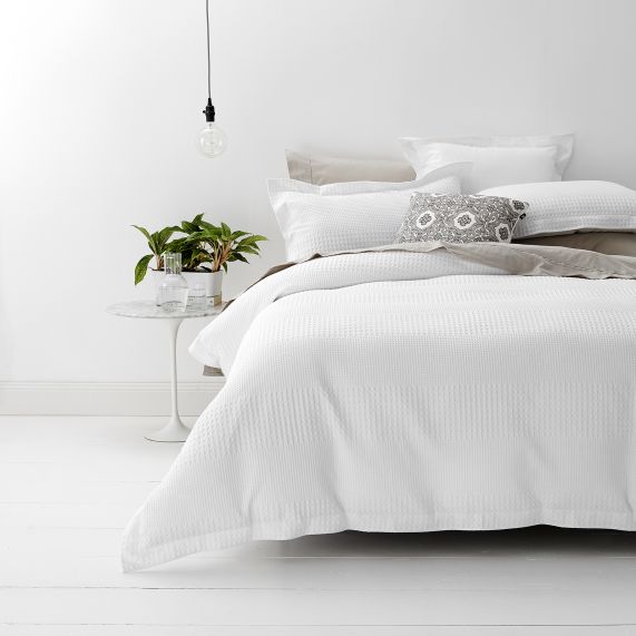 V107-SH323115-196805-00 Elegance Waffle Cotton Jacquard White European Pillowcase by Renee Taylor - Image 1