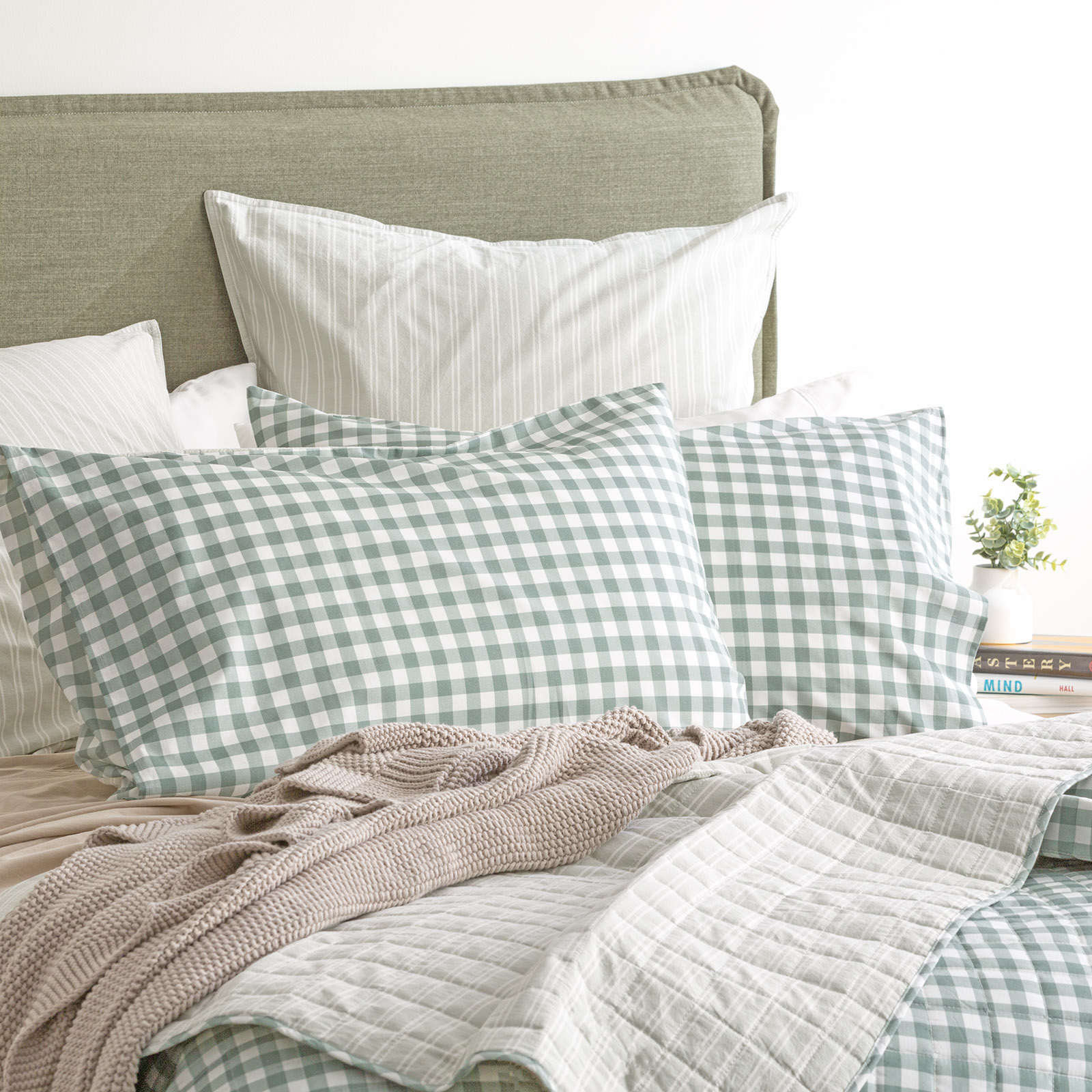 V107-SH324555-196729-00 Alison Yarn Dyed Cotton Reversible Forest Quilted Coverlet Set by Renee Taylor Queen/King - Image 1