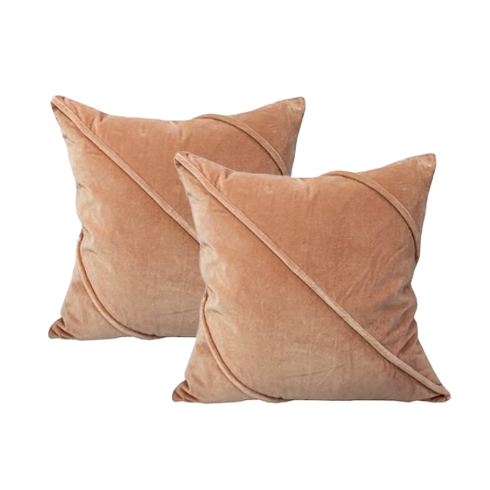V107-SH325105-196970-00 Trova Blush Twin Pack Cotton Velvet Cushion Polyester Filled by Cloud Linen - Image 1