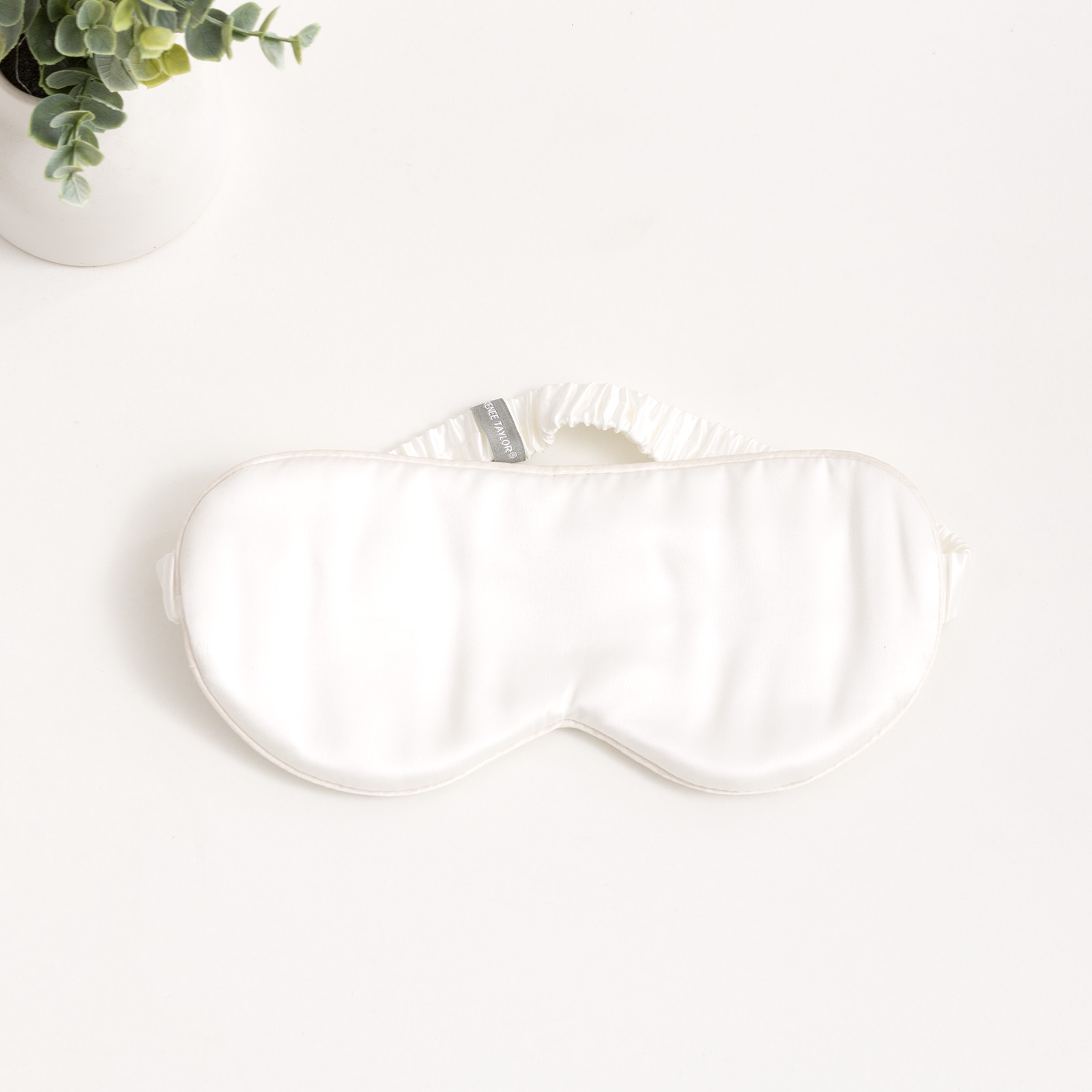 V107-SH326520-196946-00 100% Mulberry Silk White Eye Mask by Renee Taylor - Image 1