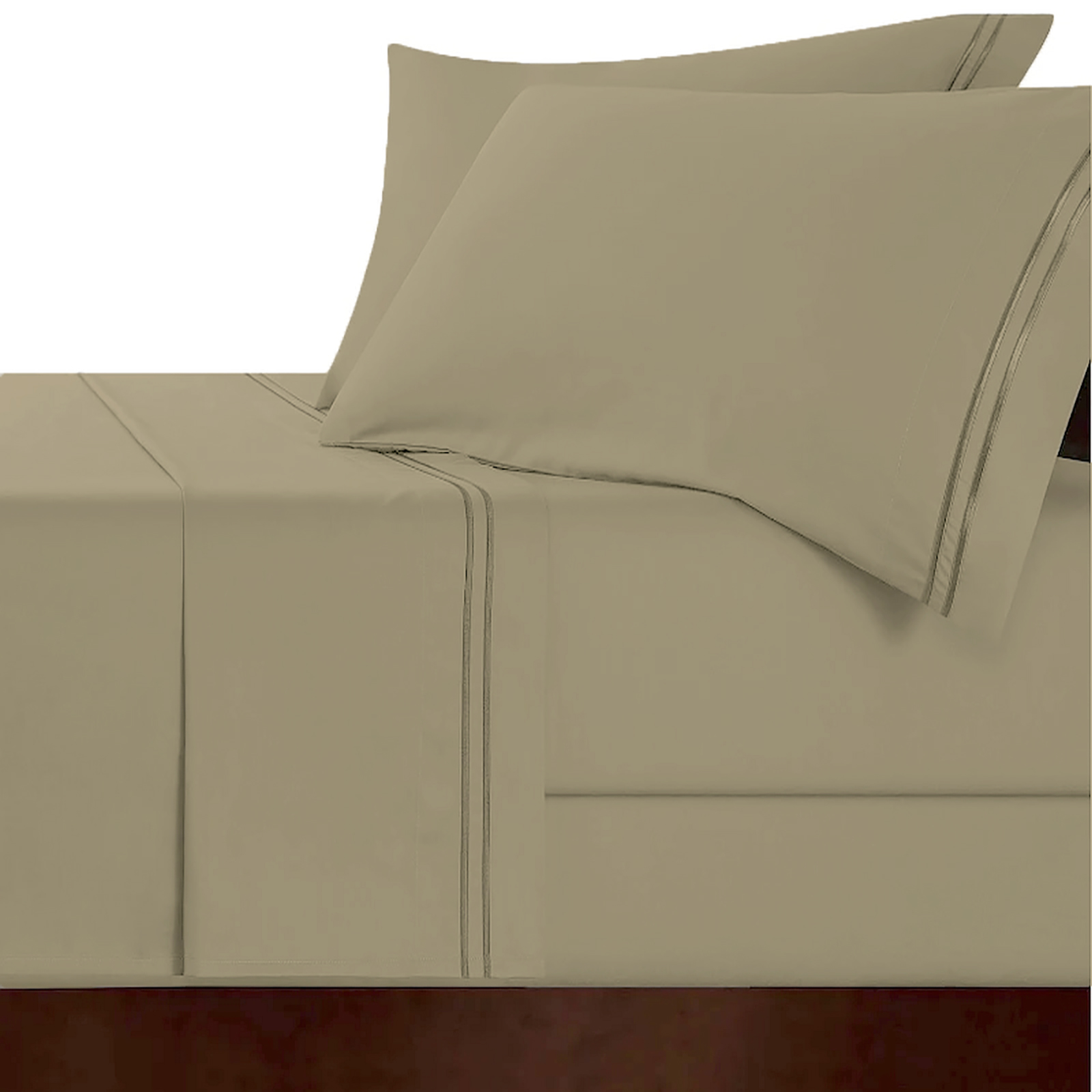 V107-SH328145-217001-00 Strada Embroidered 1000 TC Egyptian Cotton Taupe Deep Queen Sheet sets by Renee Taylor - Image 1