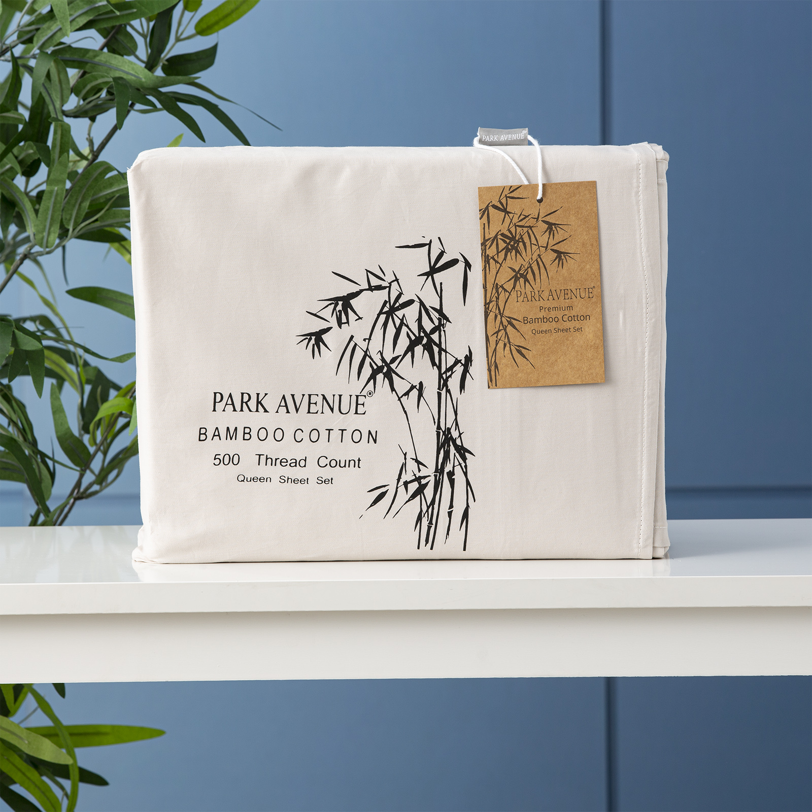 V107-SH328545-217056-00 500 TC Bamboo Cotton Dove Split Queen Sheet Set by Park Avenue - Image 1