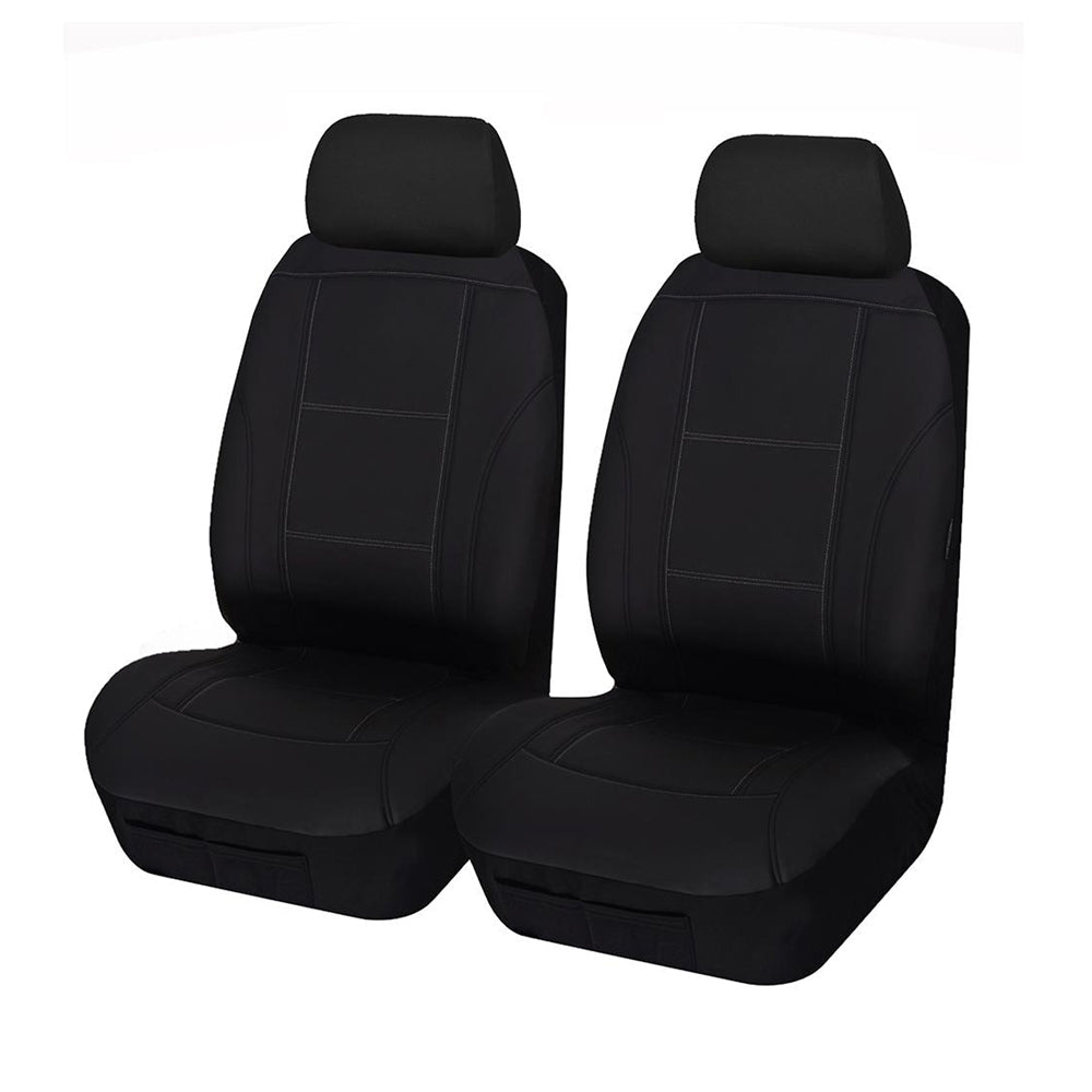 V121-LAVA3519_LAVA3519_187a94e0-1e12-48d7-b4ee-7e51888089d3 Universal Lavish Front Seat Covers Size 30/35 | Black/White Stitching - Image 1