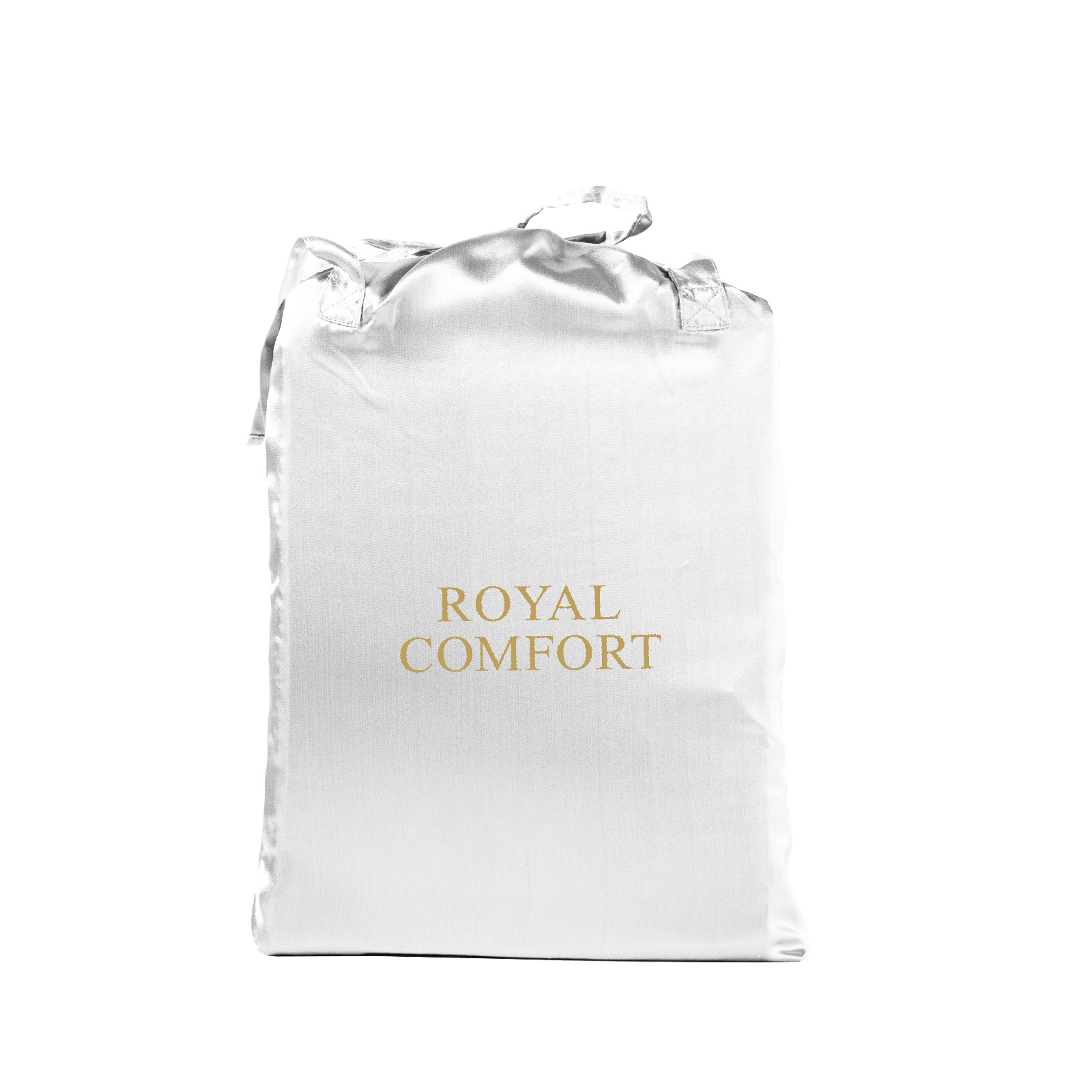 V160-10003466_10003466_4_1 Royal Comfort Satin Sheet Set 3 Piece Fitted Sheet Pillowcase Soft - King - White - Image 1