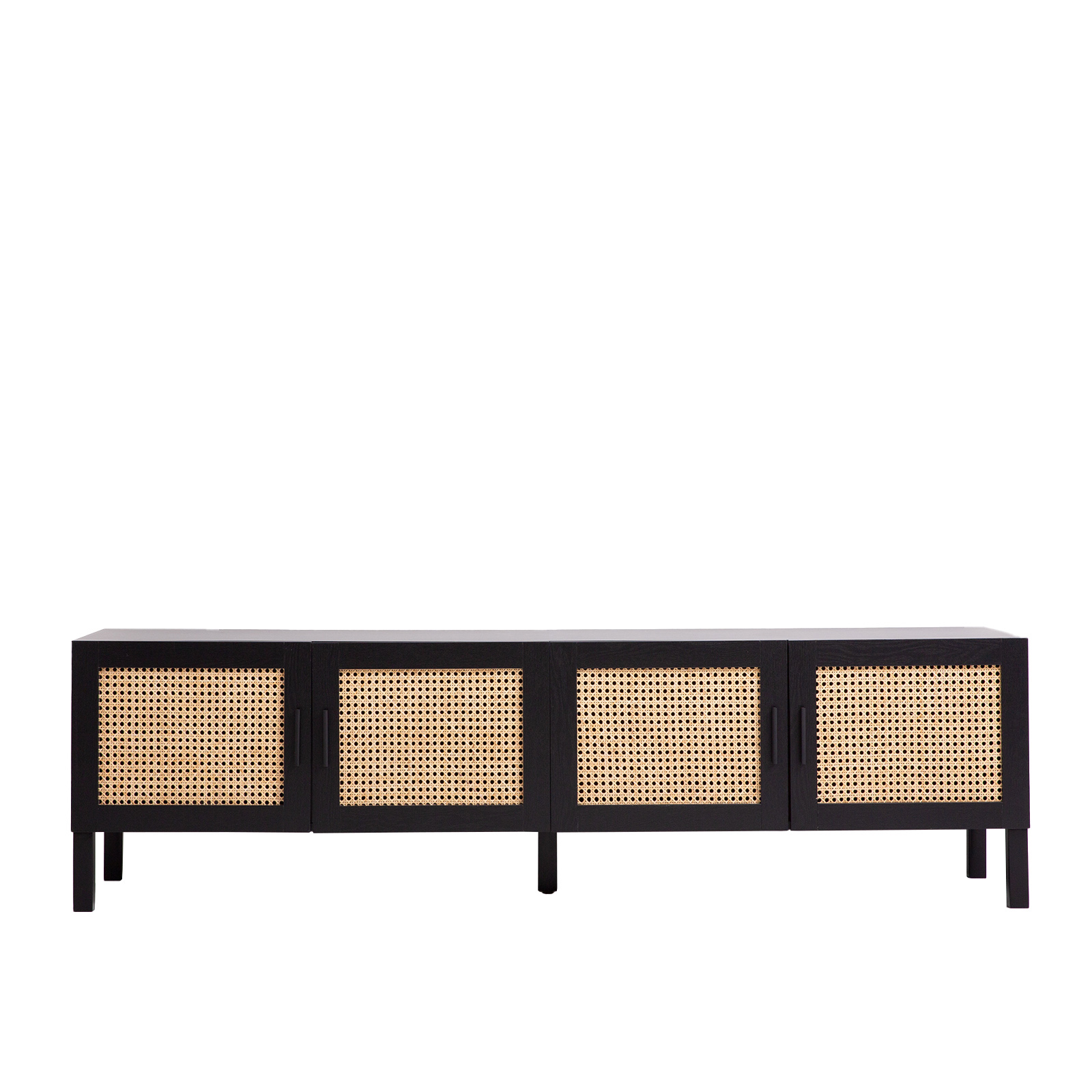 V160-10003617_10003617_6 Casa Decor Tulum Rattan Entertainment Unit TV Stand Cabinet Storage Black - Image 1