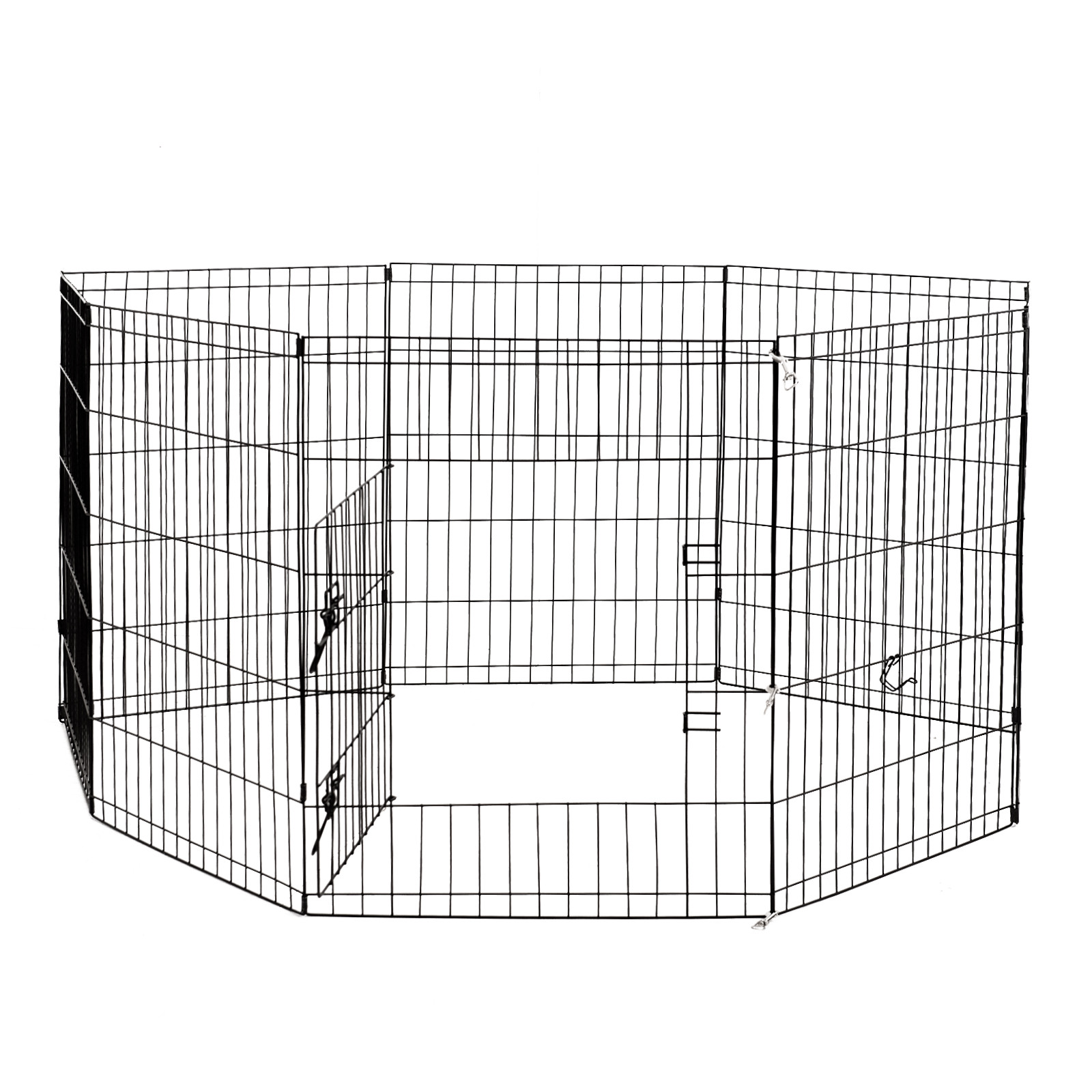 V160-10004322-66775-00 4Paws 8 Panel Playpen Puppy Exercise Fence Cage Enclosure Pets Black All Sizes - 30" - Black - Image 1