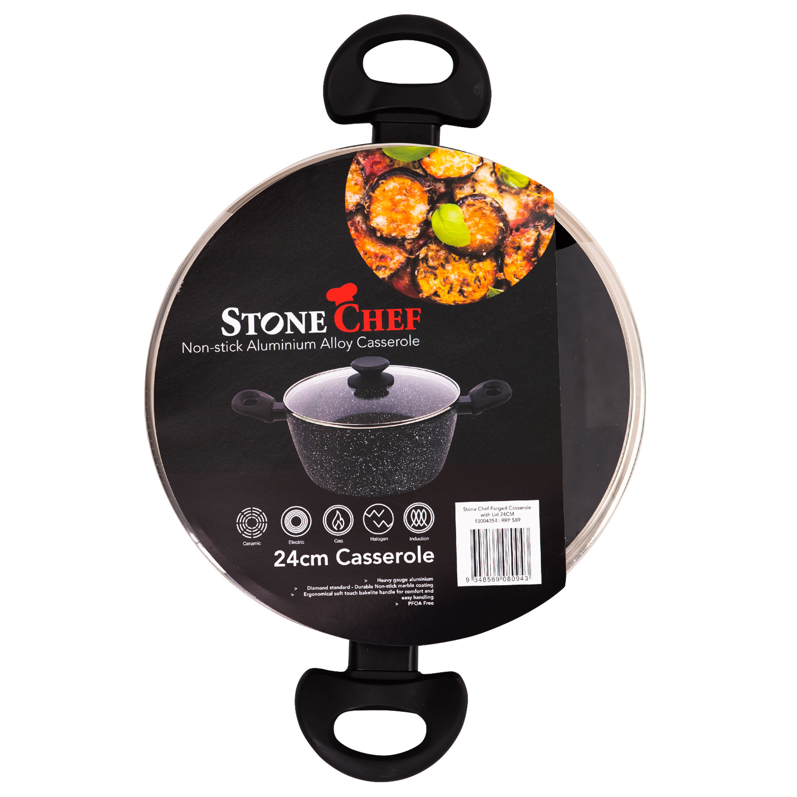 V160-10004354-65419-00 Stone Chef Forged Casserole With Lid Cookware Kitchen Black 24cm - Image 1