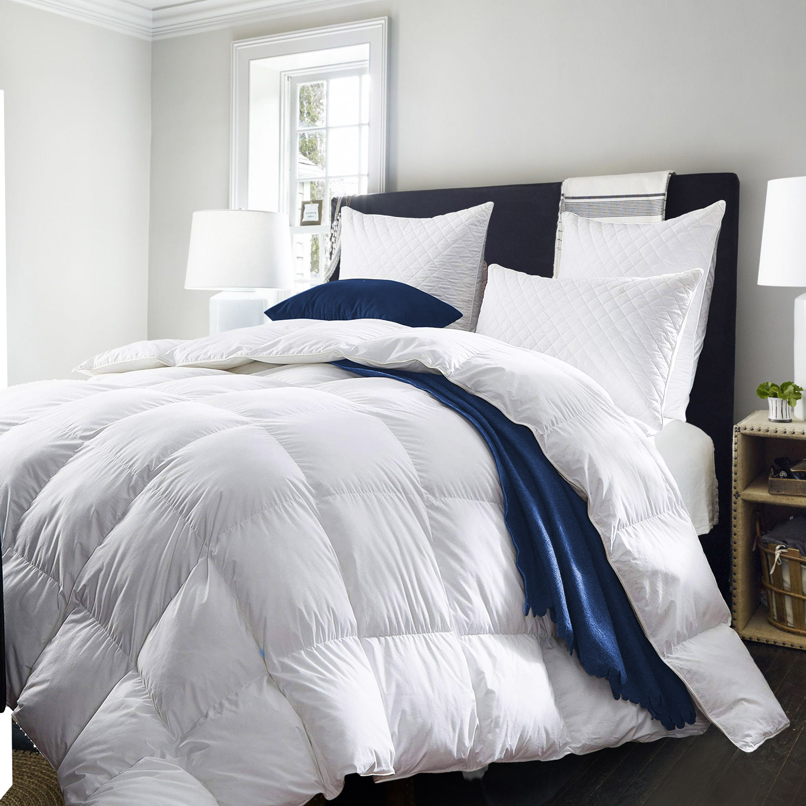 V160-205016_205016_1_1 Royal Comfort 50% Goose Feather 50% Down 500GSM Quilt Duvet Deluxe Soft Touch - Queen - White - Image 1