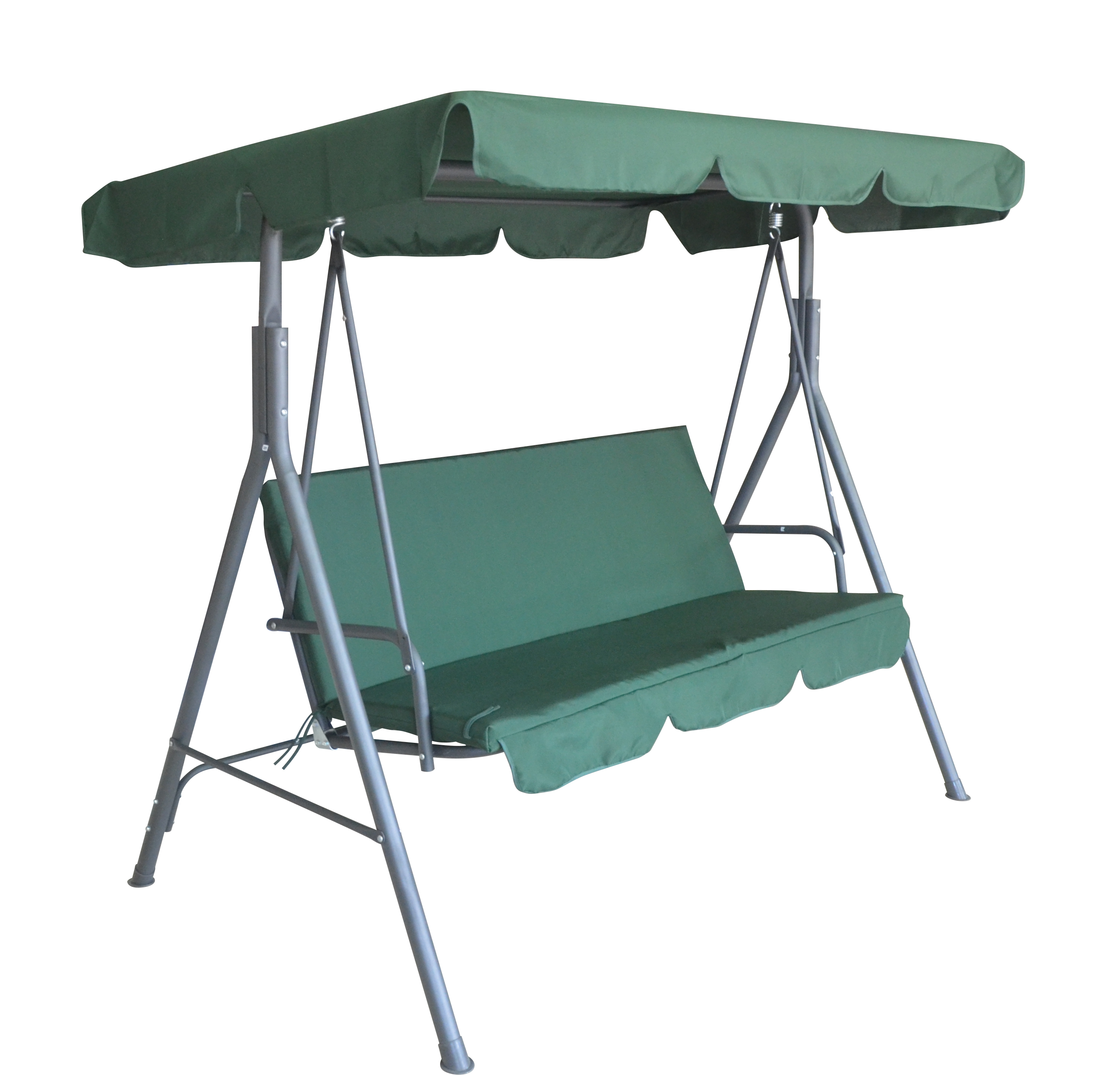 V160-401486_401486_4_1 Milano Outdoor Swing Bench Seat Chair Canopy Furniture 3 Seater Garden Hammock - Dark Green - Image 1
