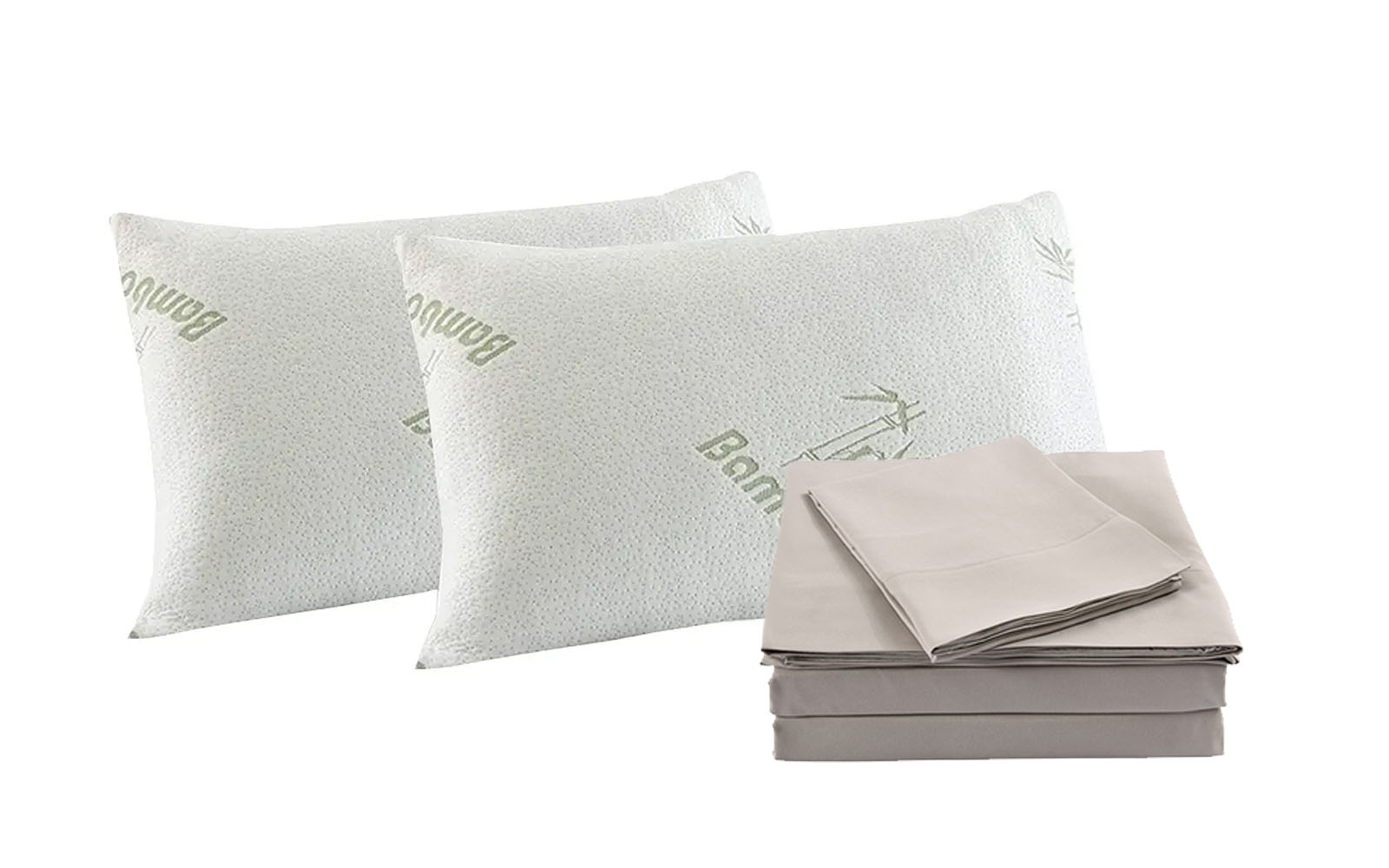 V160-K2366_V160-K2366-04_1 Royal Comfort Bamboo Blend Sheet Set 1000TC and Bamboo Pillows 2 Pack Ultra Soft - Queen - Warm Grey - Image 1