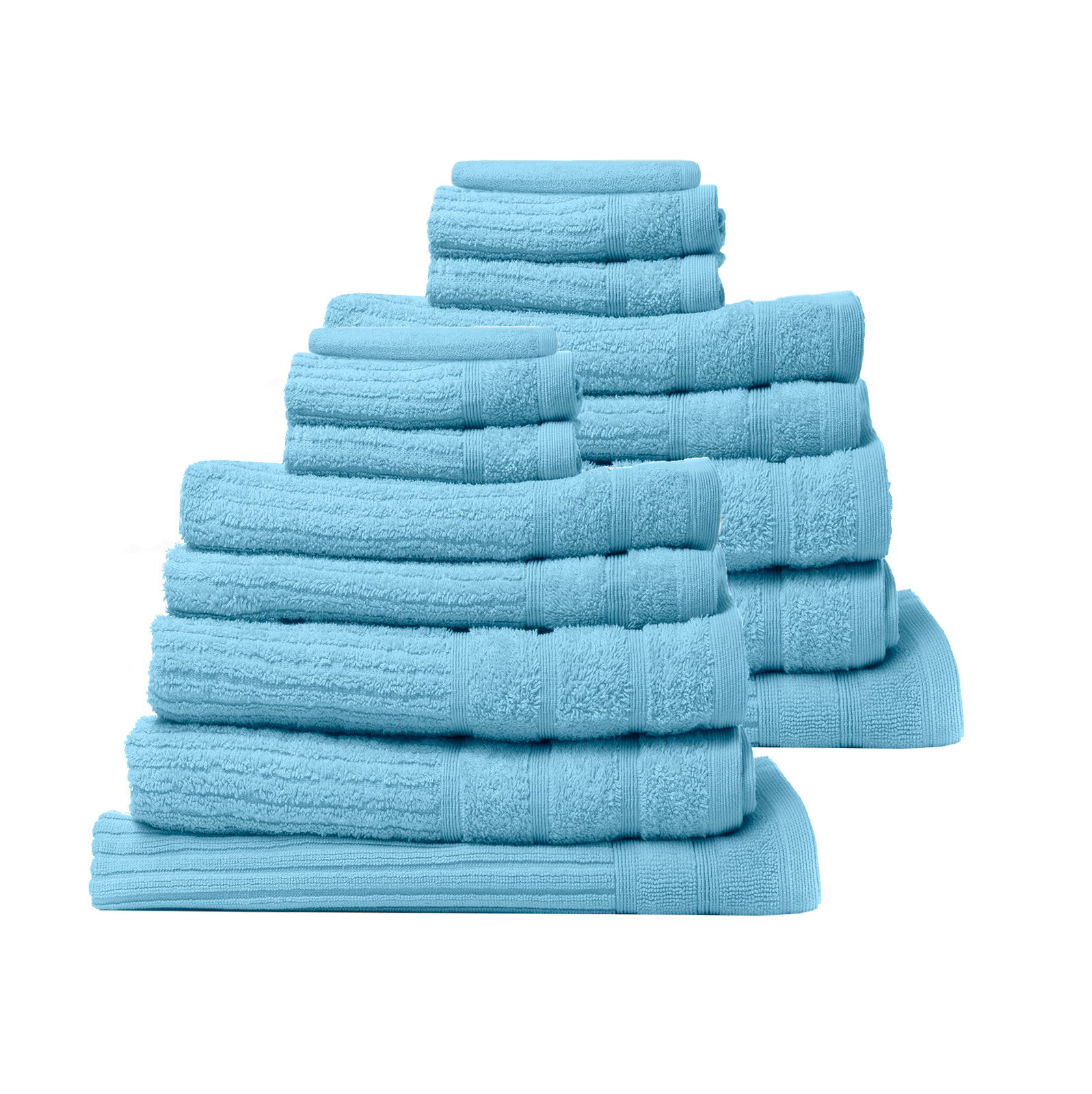 V160-K2751_k2751_2_1 Royal Comfort 16 Piece Egyptian Cotton Eden Towel Set 600GSM Luxurious Absorbent - Aqua - Image 1