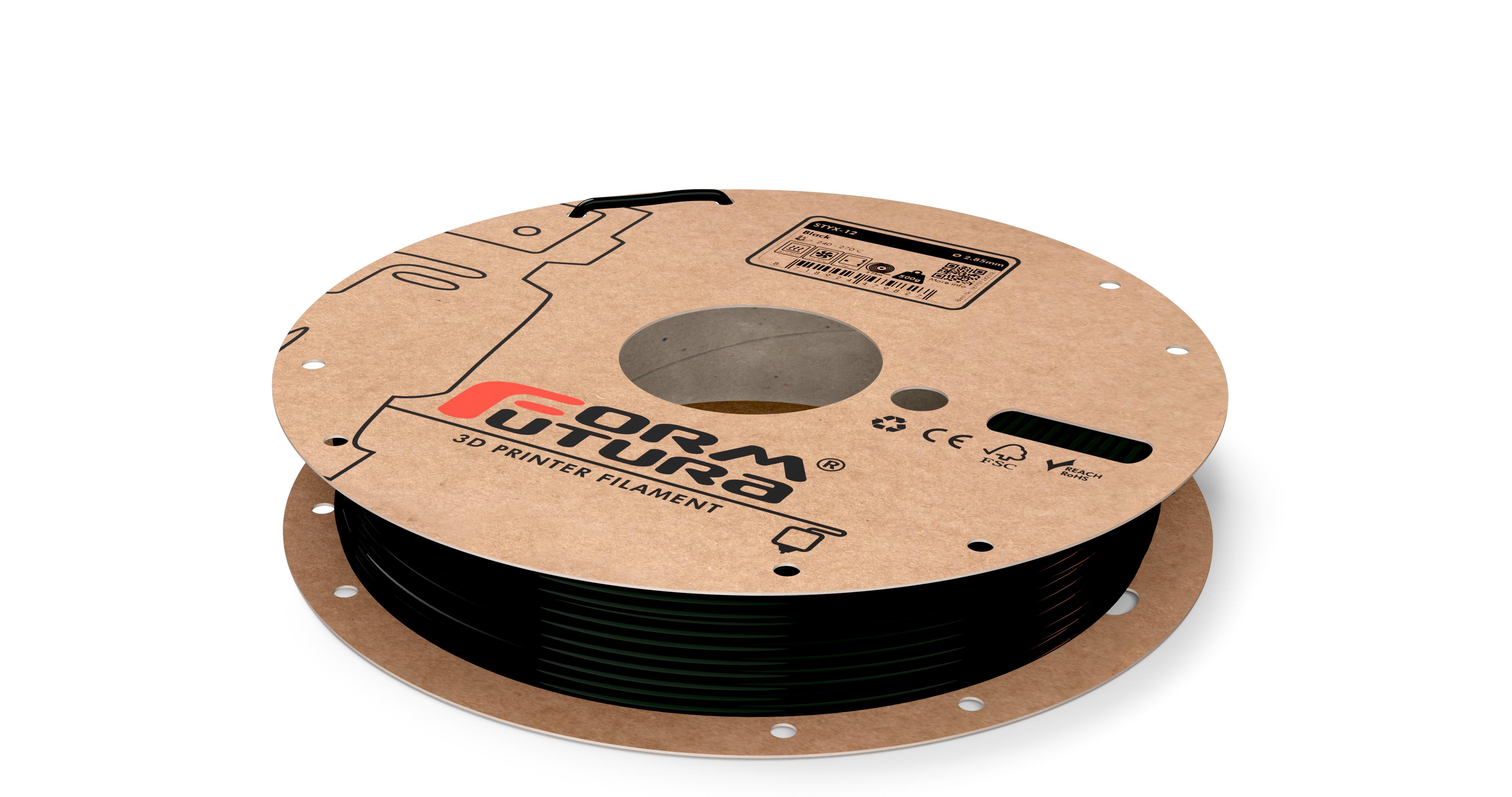 V177-285STYX12-BLCK-0500_8718924479827_STYX-12-Black-285-500g__48323_1 PA Nylon Filament STYX-12 2.85mm 500 gram Black 3D Printer Filament - Image 1