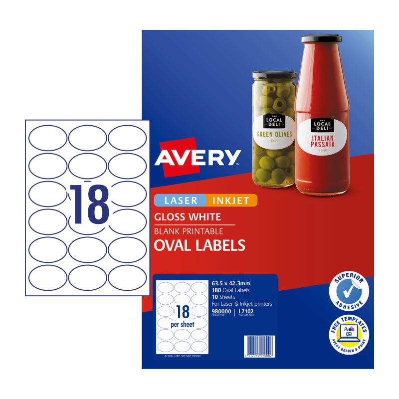 V177-D-AV980000-uc__75643-00 AVERY Label Oval L7102 18Up Pack of 10 - Image 1