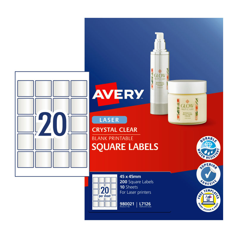 V177-D-AV980021-uc__35075-00 AVERY Laser Label Sq L7126 20Up Pack of 20 - Image 1