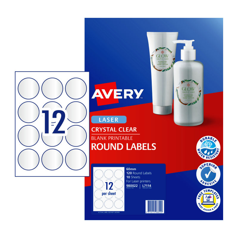 V177-D-AV980022-uc__80561-00 AVERY Label 12Up 14mm Clear Rd Pack of 120 - Image 1