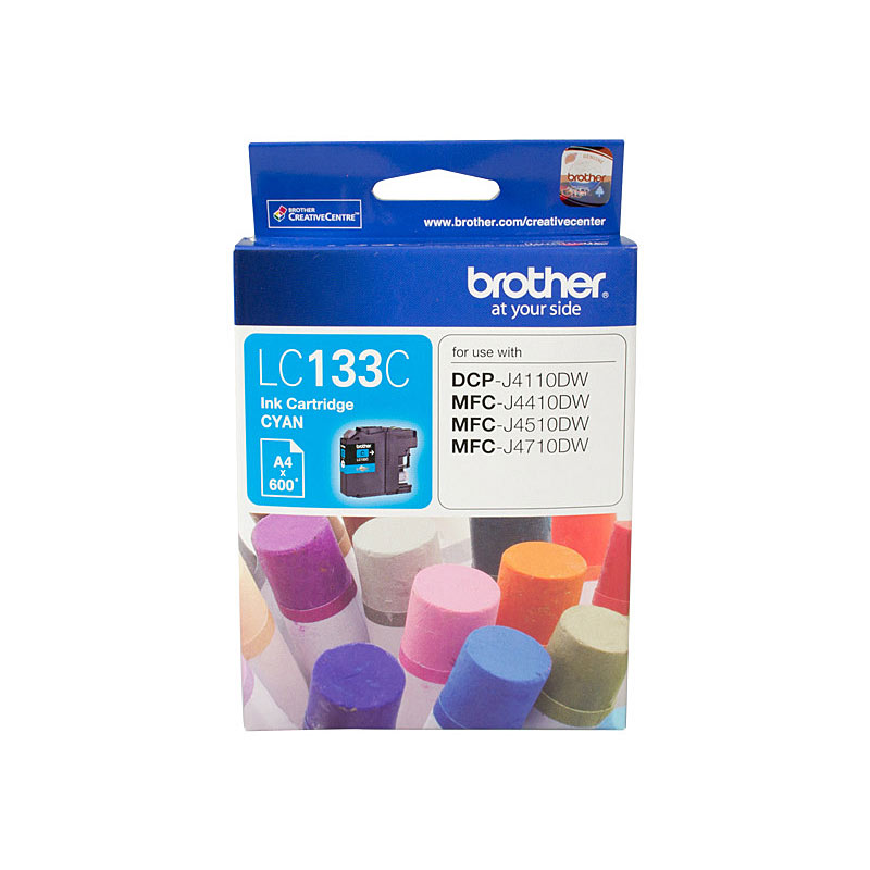 V177-D-B133C_uc__65815_1 Brother LC-133C Original Cyan Ink Cartridge - 600 Pages - Image 1