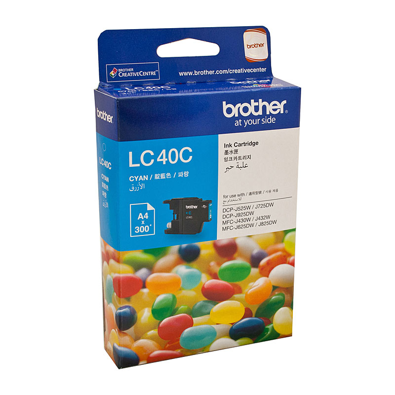V177-D-B40C_uc__41188_1 Brother LC-40C Cyan Ink Cartridge - to suit DCP-J525W/J725DW/J925DW, MFC-J430W/J432W/J625DW/J825DW- up to 300 pages - Image 1