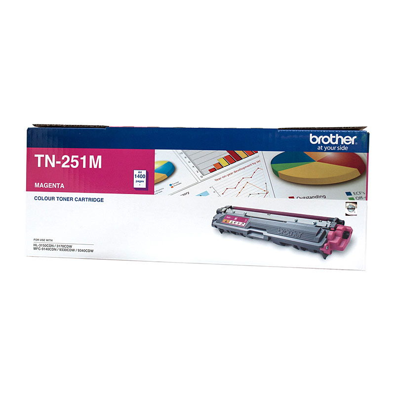 V177-D-BN251M_uc__79667_1 Brother TN-251M Colour Laser Toner - Magenta, HL-3150CDN/3170CDW/MFC-9140CDN/9330CDW/9335CDW/9340CDW /DCP-9015CDW1,400 Pages - Image 1