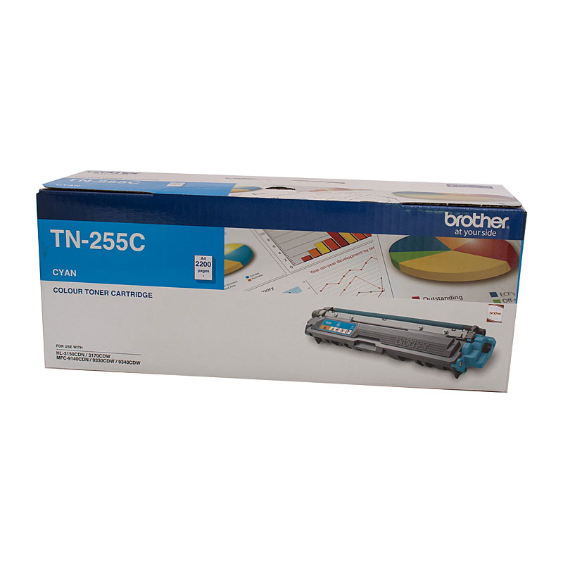 V177-D-BN255C_uc__47435_1 Brother TN-255C Colour Laser Toner - Cyan High Yield Cartridge - HL-3150CDN/3170CDW/MFC-9140CDN/9330CDW/9335CDW/9340CDW /DCP-9015CDW2,200 Pages - Image 1