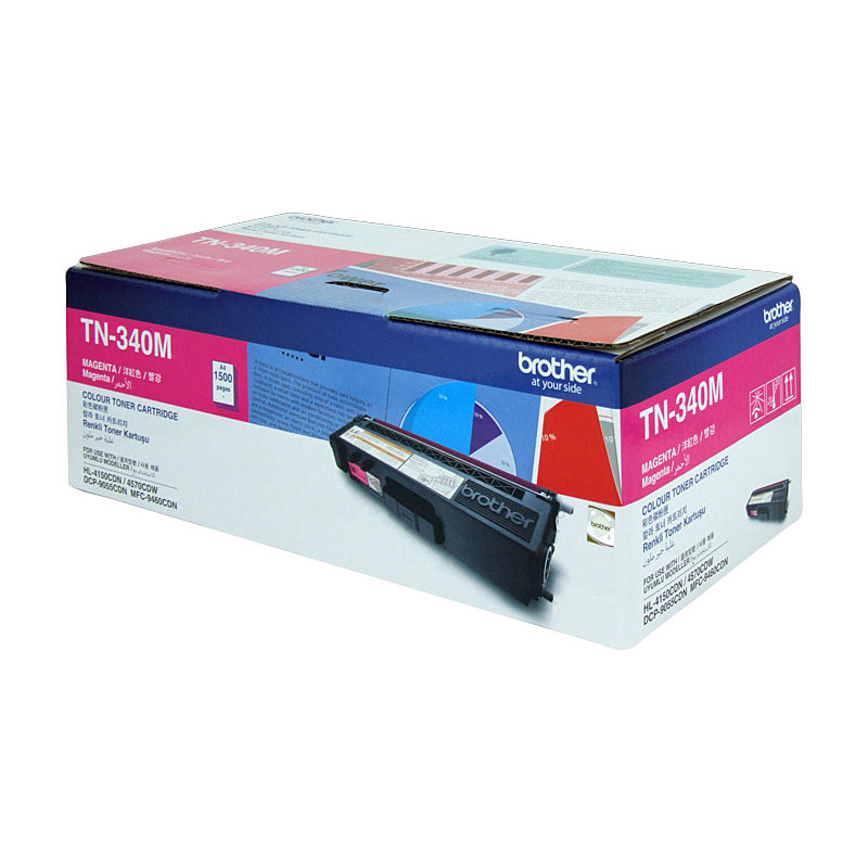 V177-D-BN340M_uc__20489_1 BROTHER TN-340M Colour Laser Toner - Standard Yield Magenta, HL-4150CDN/4570CDW, DCP-9055CDN, MFC-9460CDN/9970CDW - 1500 pages - Image 1