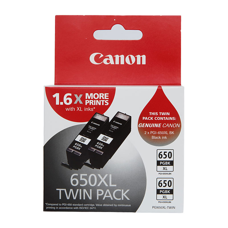 V177-D-CI650XLT_uc__51865_1 Canon PGI650XL Black Ink Twin Pack - 500 A4 pages each - Image 1