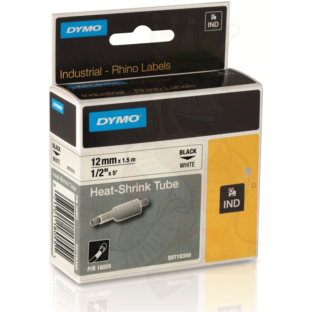 V177-D-DY18055-31325-00 DYMO Rhino Tube Ht Shark 12mm White - Image 1