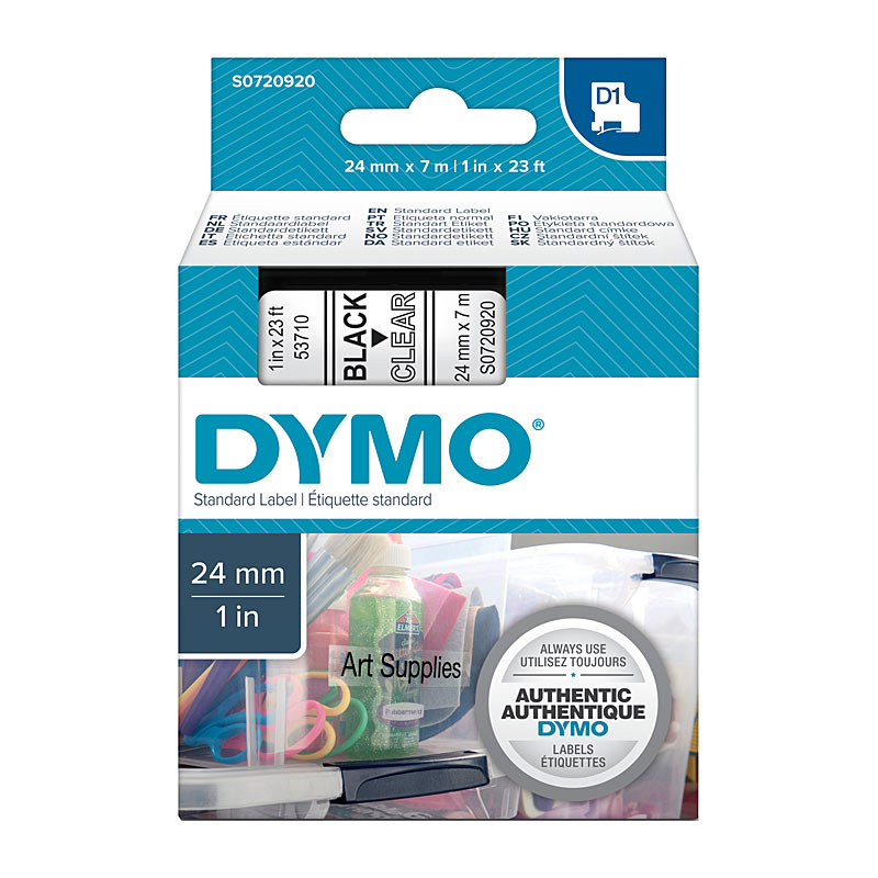 V177-D-DYS0720920_uc__43001_1 DYMO Black on Clear 24mmx7m Tape - Image 1