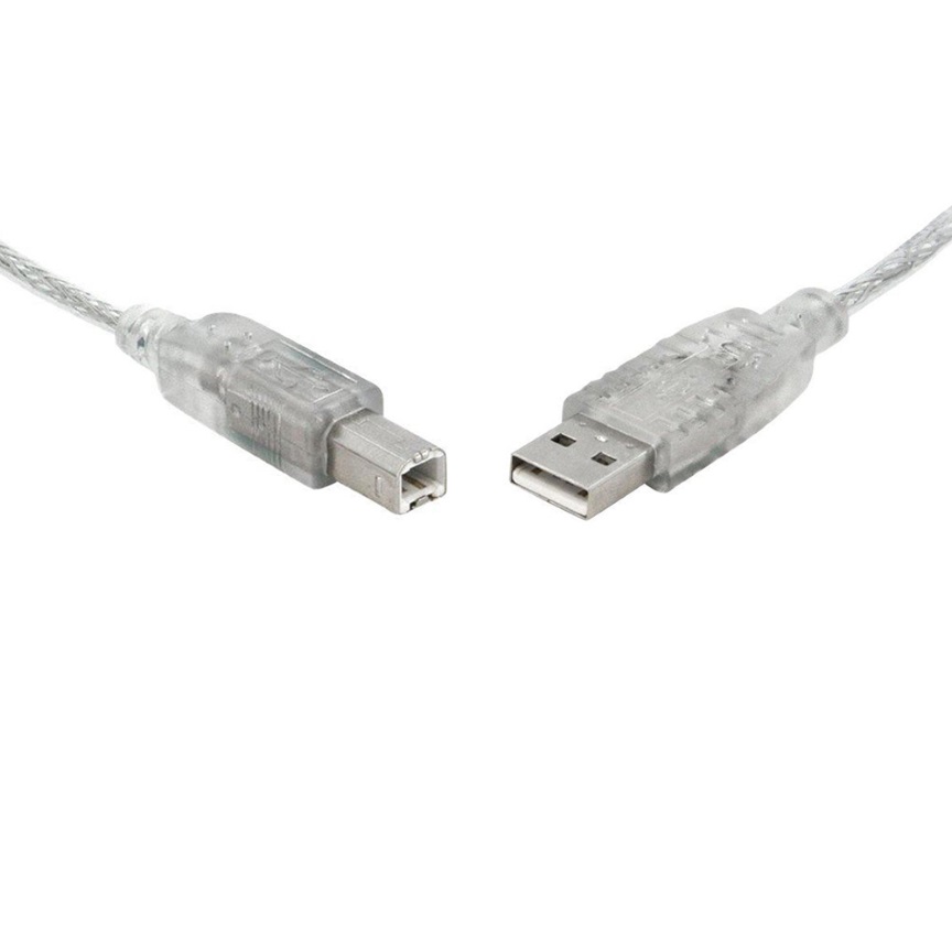 V177-L-CB8W-UC-2001AB-CB8W-UC-2001AB__45457-00 8WARE USB 2.0 Cable 1m A to B Transparent Metal Sheath UL Approved - Image 1