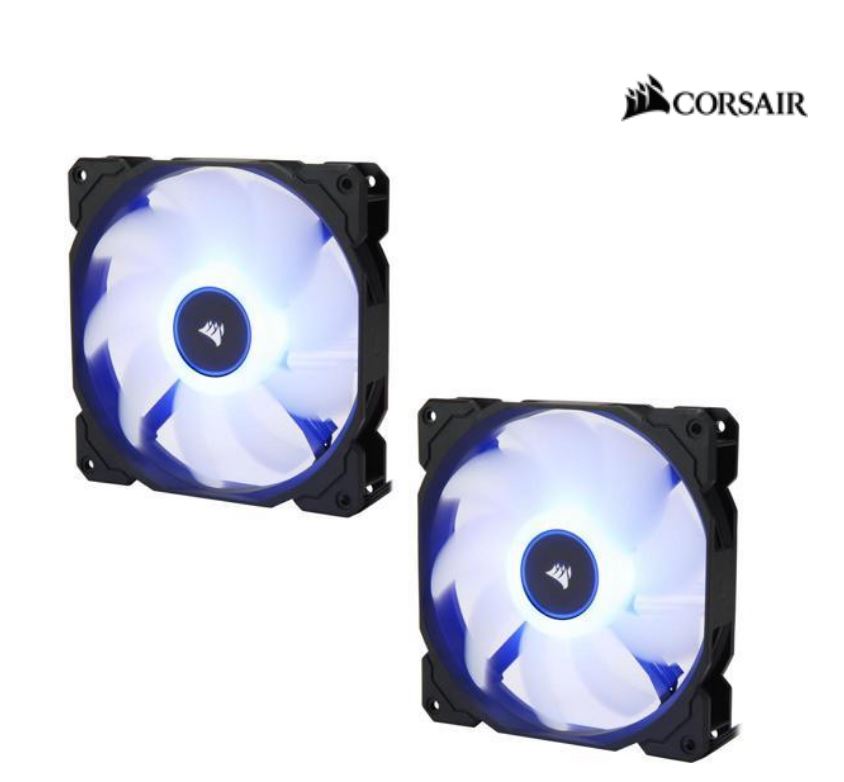 V177-L-CFCO-AF140LN-BLED-TP_CFCO-AF140LN-BLED-TP__59195 CORSAIR Air Flow 140mm Fan Low Noise Edition / Blue LED 3 PIN - Hydraulic Bearing, 1.43mm H2O. Superior cooling performance. TWIN Pack! - Image 1