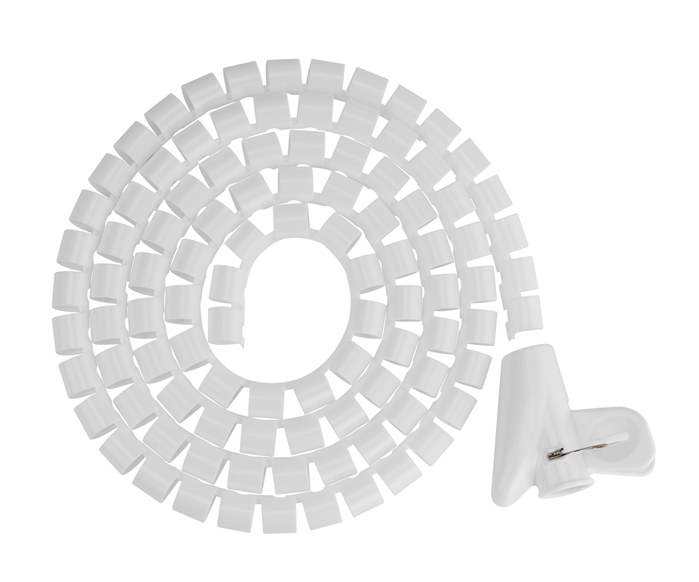 V177-L-CMBT-HC-15-W-72681-00 BRATECK 15mm/0.59' Diameter Coiled Tube Cable Sleeve Material PolyethylenePE Dimensions 1000x15mm - White - Image 1