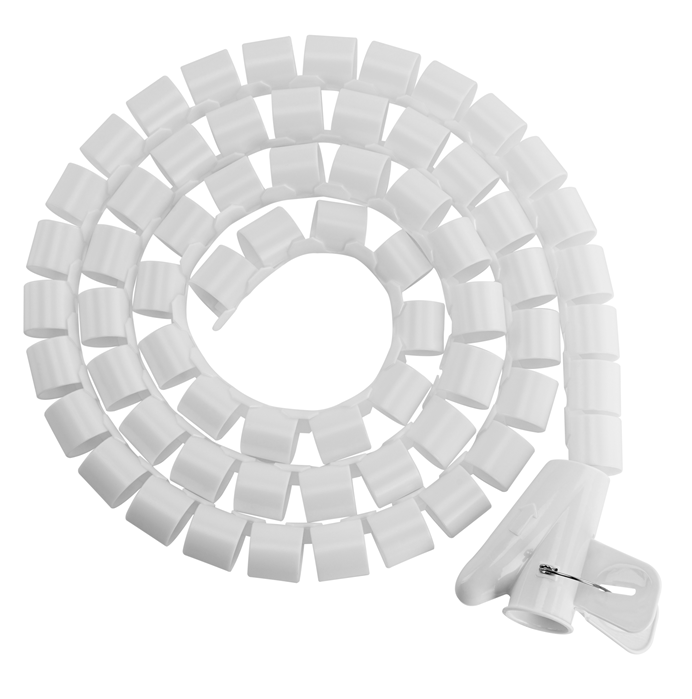 V177-L-CMBT-HC-20-W-72677-00 BRATECK 20mm/0.79' Diameter Coiled Tube Cable Sleeve Material PolyethylenePE Dimensions 1000x20mm - White - Image 1