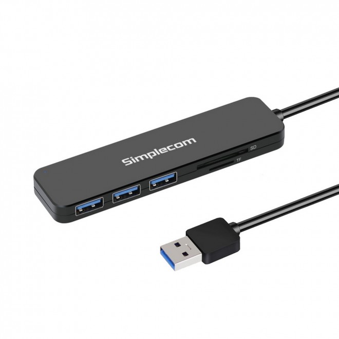 V177-L-HXSI-CH365-HXSI-CH365__27341-00_1 SIMPLECOM CH365 SuperSpeed 3 Port USB 3.0 (USB 3.2 Gen 1) Hub with SD MicroSD Card Reader - Image 1