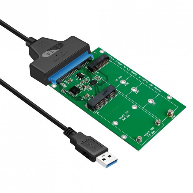 V177-L-HXSI-SA221-HXSI-SA221__65409-00 SIMPLECOM SA221 USB 3.0 to mSATA + NGFF M.2 (B Key) SSD 2 in 1 Combo Adapter - Image 1