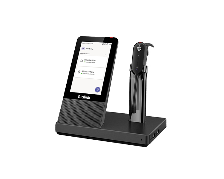 V177-L-IPY-WH67-TEAMS-IPY-WH67-TEAMS__25220-00 YEALINK WH67 Standard UC DECT Wirelss Headset for Microsoft TEAMS, With Touchscreen, Busylight On Headset - Image 1