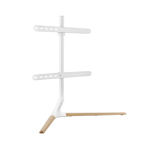 V177-L-MABT-FS34-46F-02-W-72250-00 BRATECK Modern Linear Tabletop TV Stand For 49'-70' TVs -- Matte White & Beech - Image 1