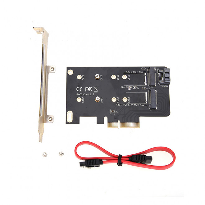 V177-L-MBSI-EC412-MBSI-EC412__92574-00 SIMPLECOM EC412 Dual M.2 (B Key and M Key) to PCI-E x4 and SATA 6G Expansion Card - Image 1
