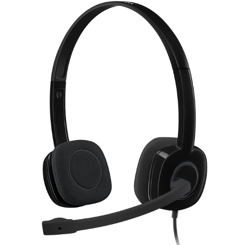 V177-L-SPLT-H151BLK_SPLT-H151BLK__94083_1 Logitech H151 Stereo Headset Light Weight Adjustable Headphone with Microphone 3.5mm jack In-line audio controls Noise-cancelling - Image 1