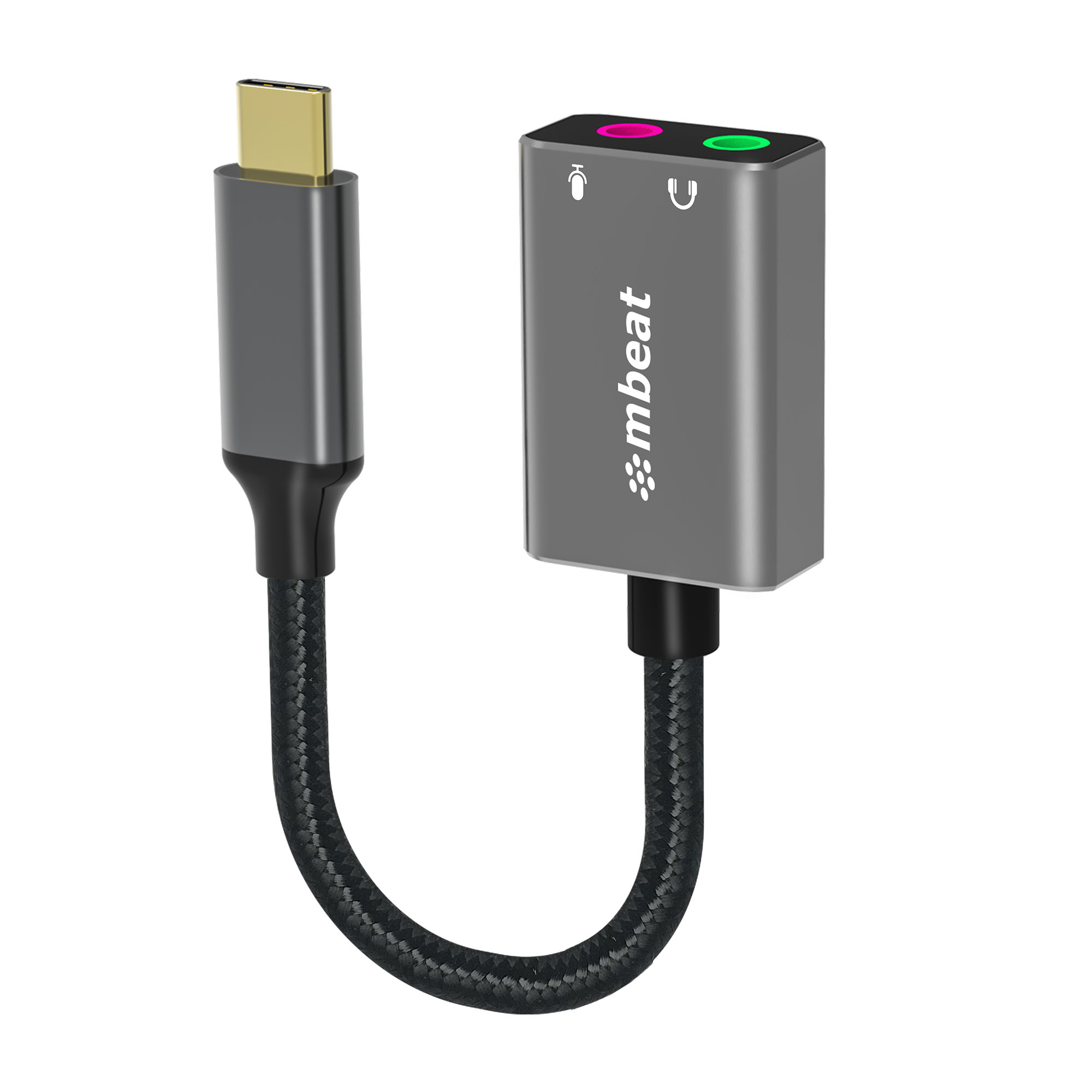 V177-L-USMB-XAD-CAXM_USMB-XAD-CAXM__57781_1 MBEAT Elite USB-C to 3.5mm Audio and Microphone Adapter - Adds Headphone Audio and Microphone Jack to USB-C Computer, Tablet Smartphone Devices - Spa - Image 1