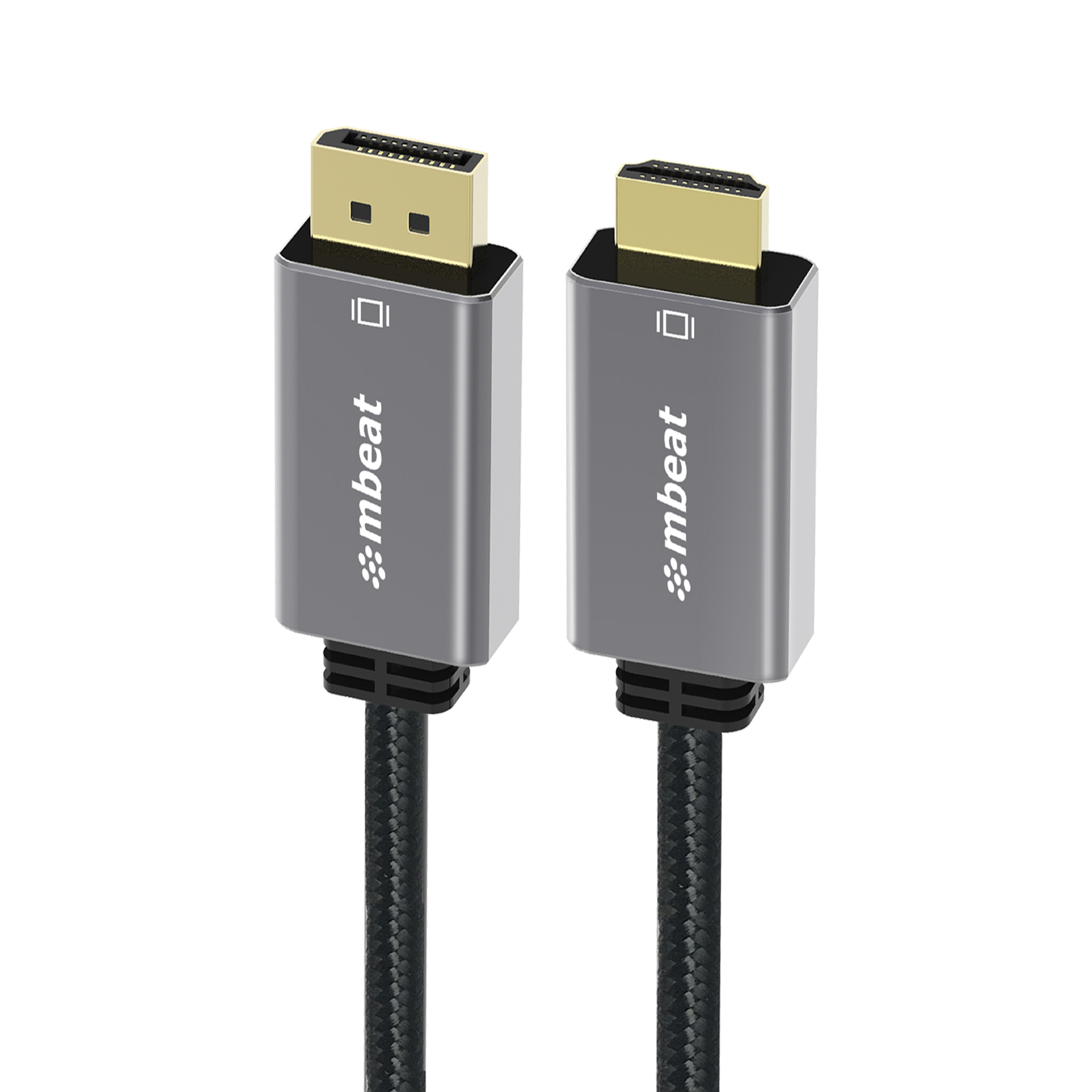 V177-L-USMB-XCB-DPHDM18-USMB-XCB-DPHDM18__75132-00 MBEAT Tough Link 1.8m 4K/60Hz Display Port to HDMI Cable - Connects DisplayPort to HDMI 4K@60Hz (3840×2160), Gold Plated, Aluminium, Nylon Braided - Image 1