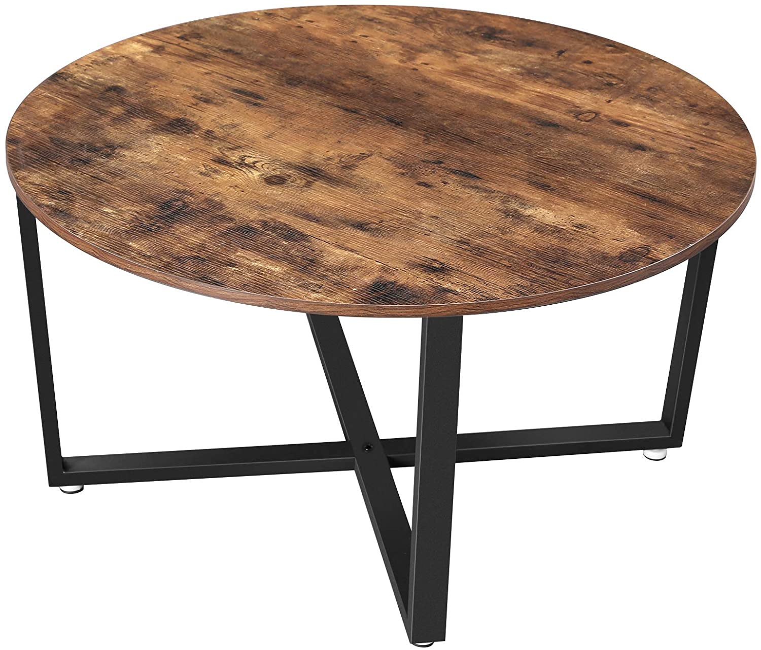 V178-11529_11529_1__AOgw9rJX Round Coffee Table Rustic Brown and Black - Image 1