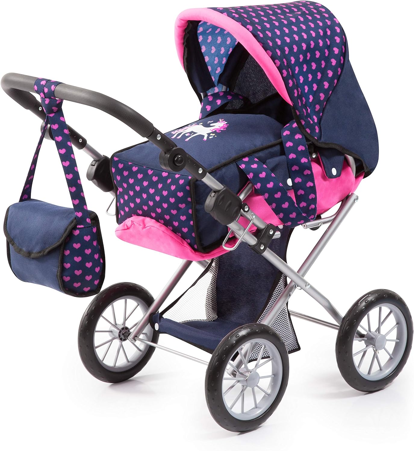 V178-21961-139776-00 Baby Doll City Star Pram in Polka Dots, Blue and Pink - Image 1