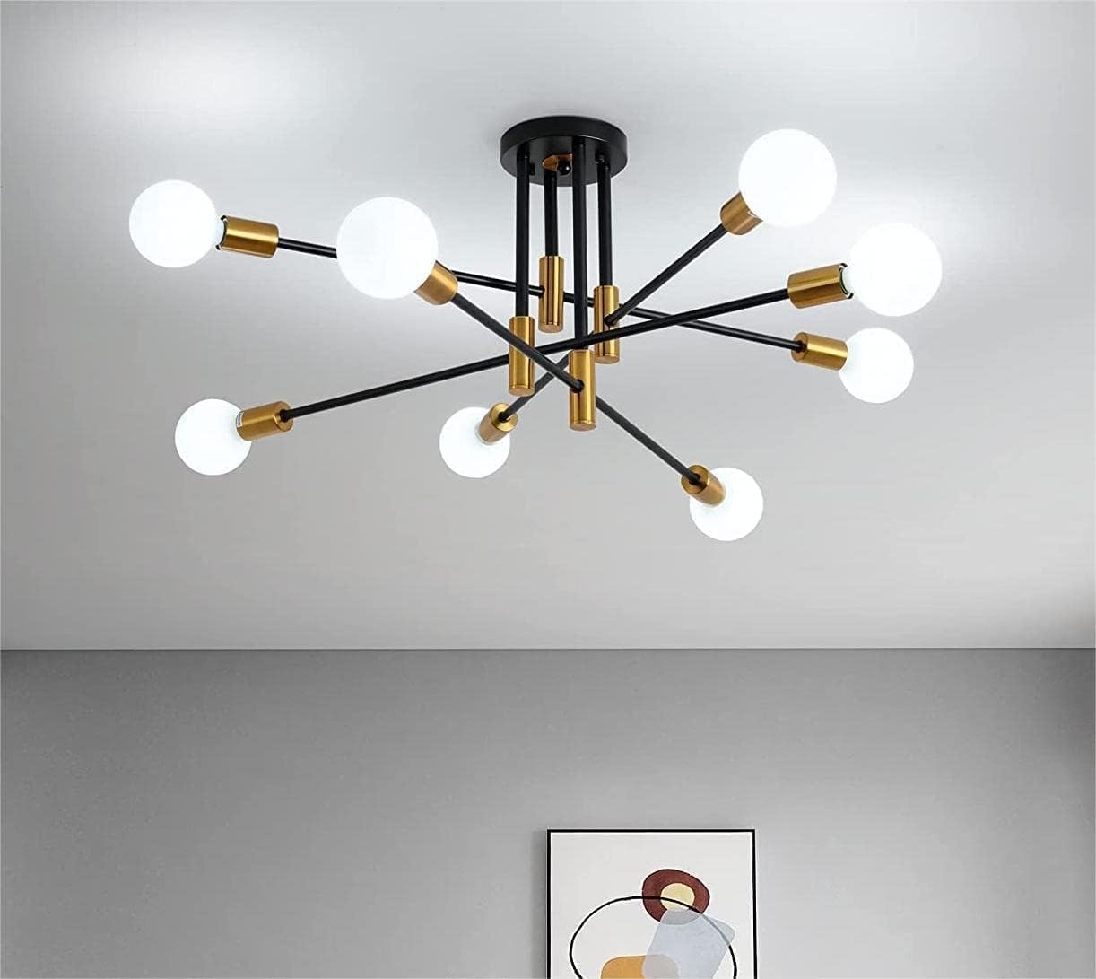 V178-23441-139768-00 Modern Black Gold Ceiling Light 8 Lights - Image 1