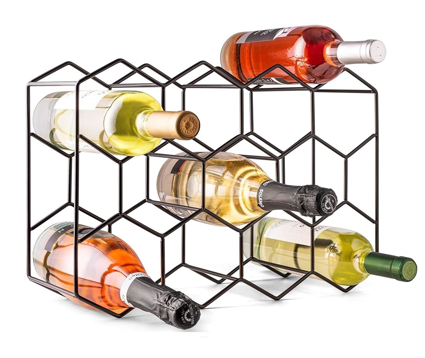 V178-36083-216275-00 14 Bottle Freestanding Modern Metal Countertop Wine Rack Countertop - Image 1