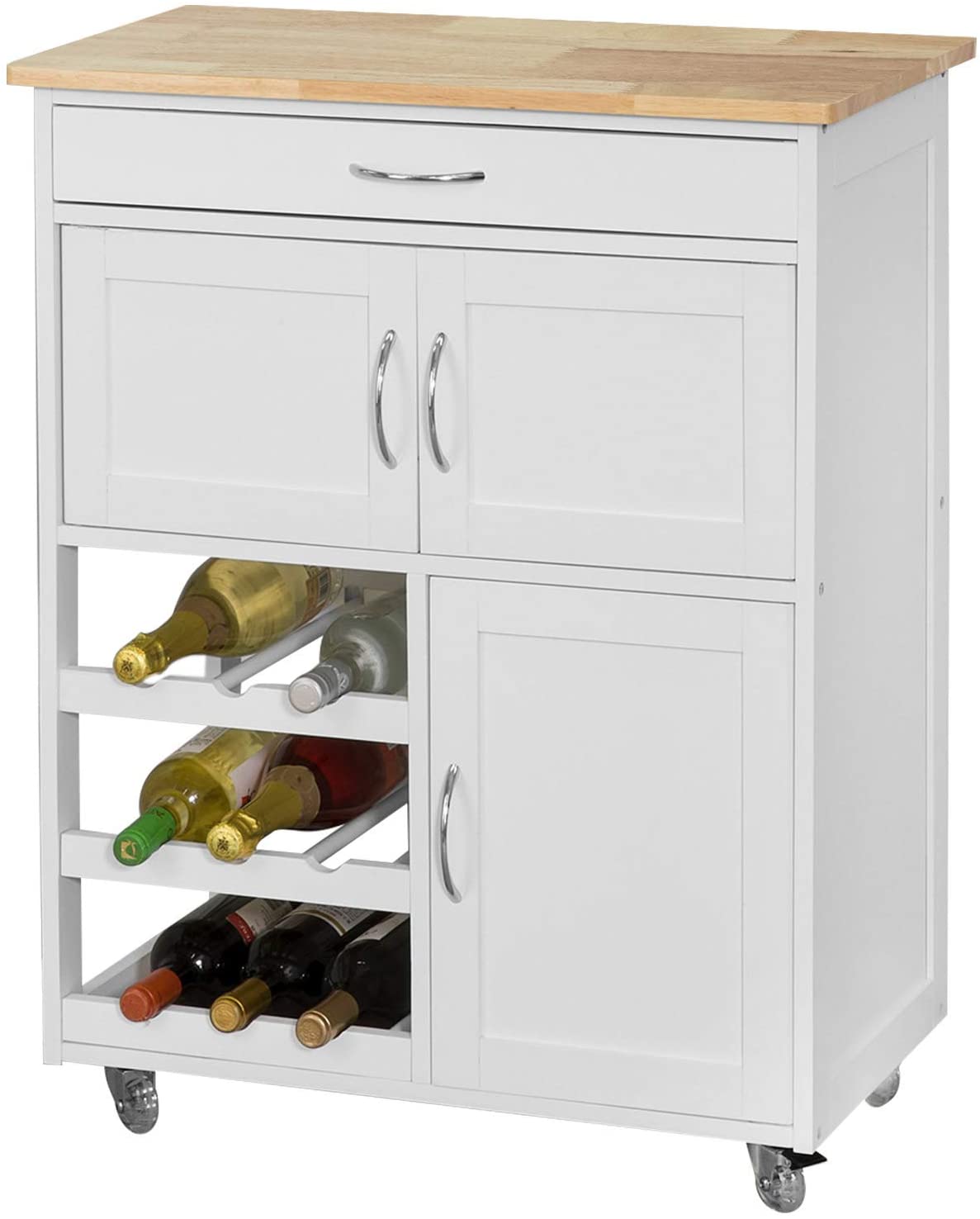 V178-84621-202504301055-00 Kitchen Trolley with Wine Racks, Portable Workbench and Serving Cart for Bar or Dining - Image 1