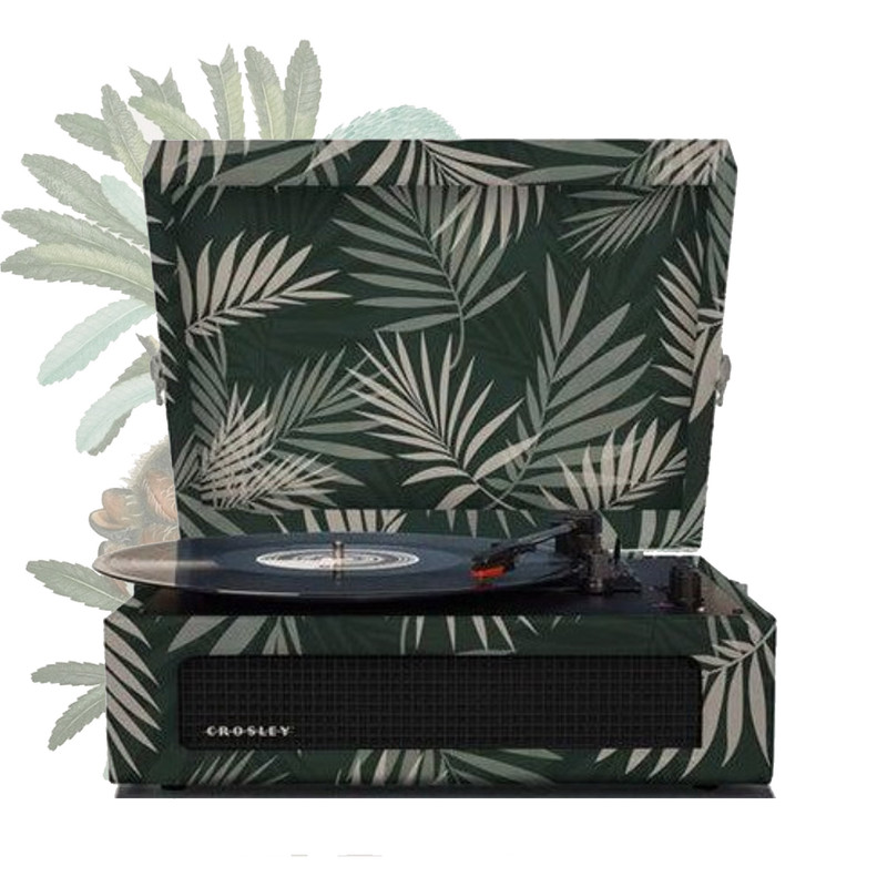 V185-8017BO-202201-00 Crosley Voyager Turntable Record Player 3 Speed Bluetooth Tropical Fern Green - Image 1